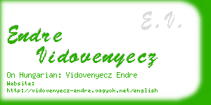 endre vidovenyecz business card